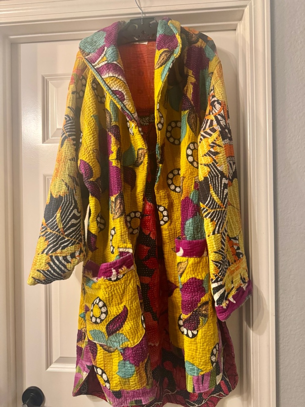 Vibrant Yellow Patchwork Quilt-Style Jacket
